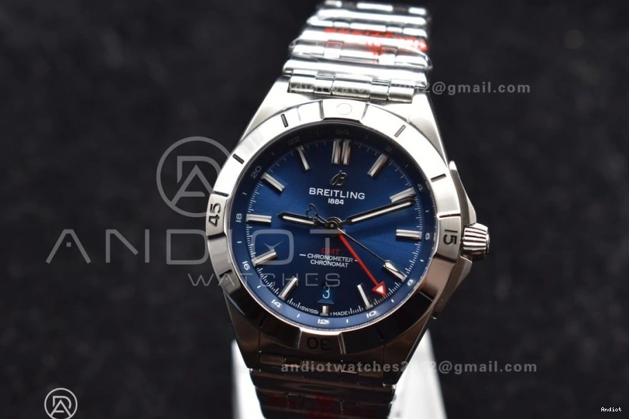 Best Factory Blue SS Bracelet GMT Breitling Dial Chronomat 40mm BLS 1:1 Automatic Edition On A2836 0508